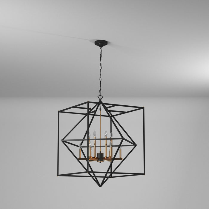 Artcraft AC11202 12 Light Chandelier, Matte Black & Harvest Brass