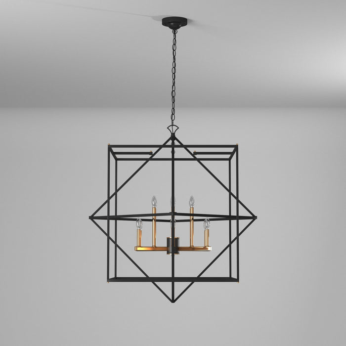 Artcraft AC11202 12 Light Chandelier, Matte Black & Harvest Brass