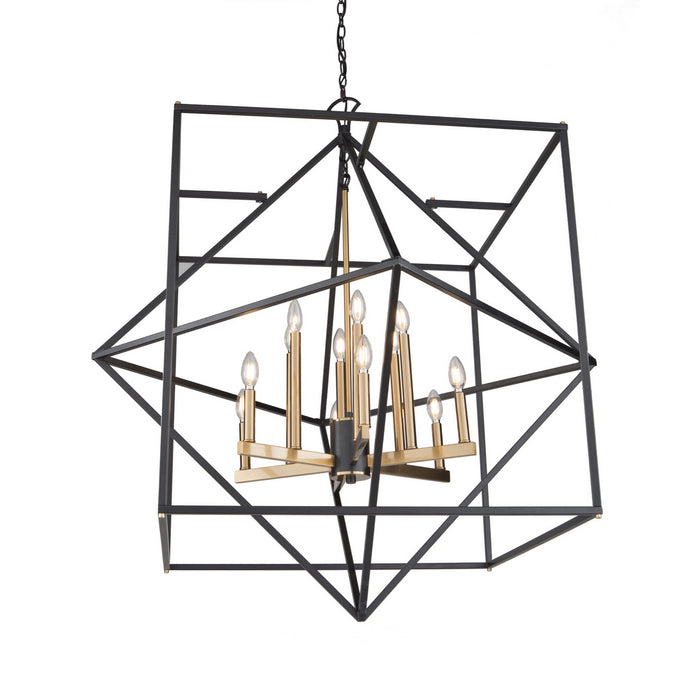 Artcraft AC11202 12 Light Chandelier, Matte Black & Harvest Brass