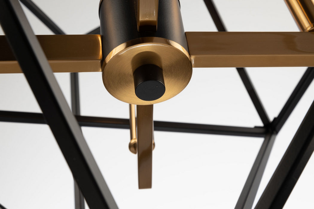 Artcraft AC11204 Four Light Chandelier, Matte Black & Harvest Brass