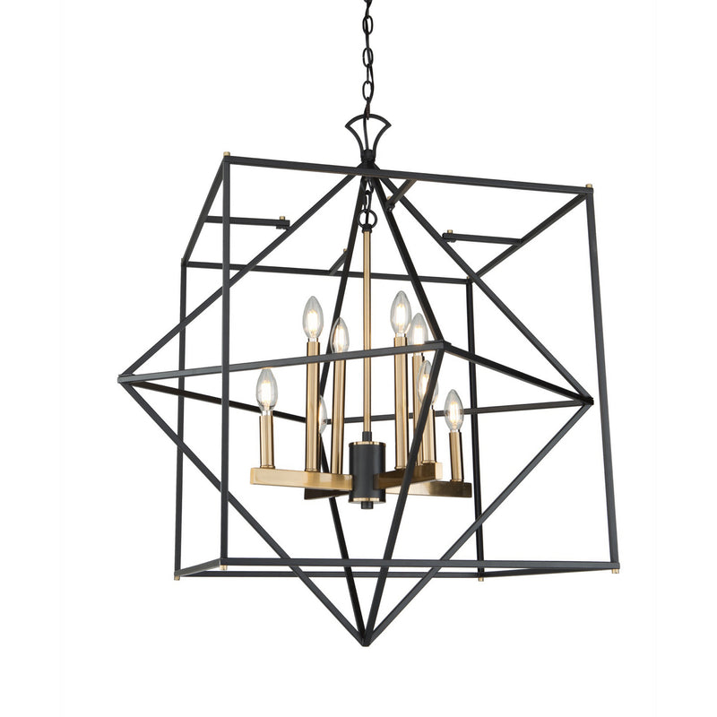 Artcraft AC11208 Eight Light Chandelier, Matte Black & Harvest Brass