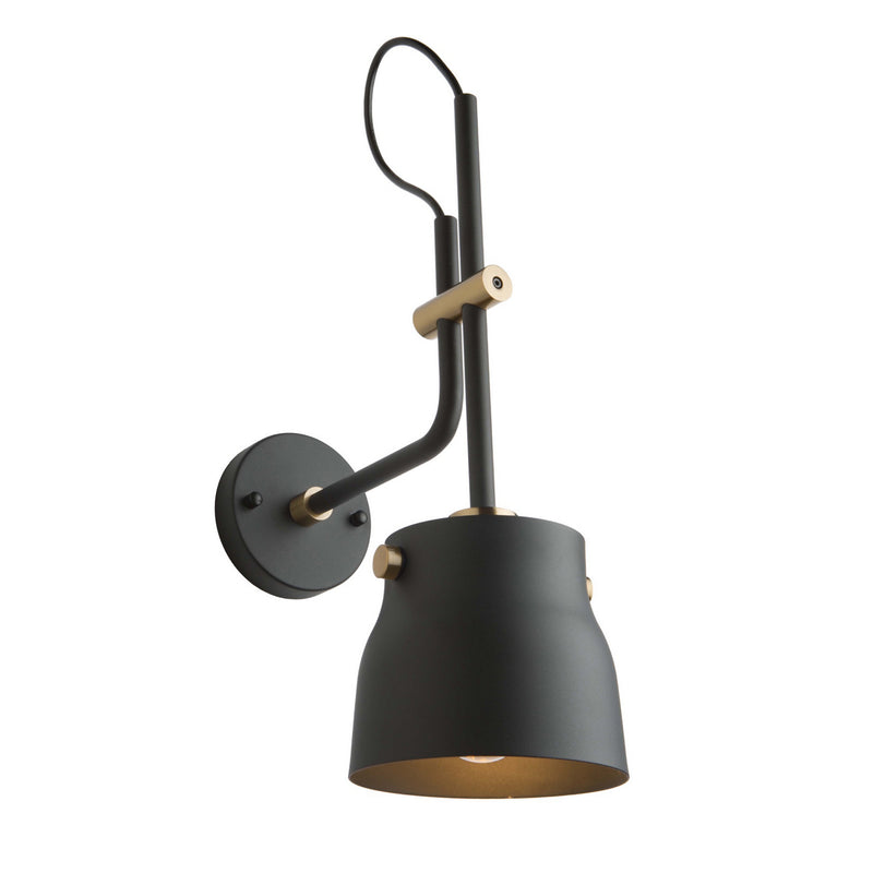 Artcraft AC11367VB One Light Wall Sconce, Matte Black & Harvest Brass