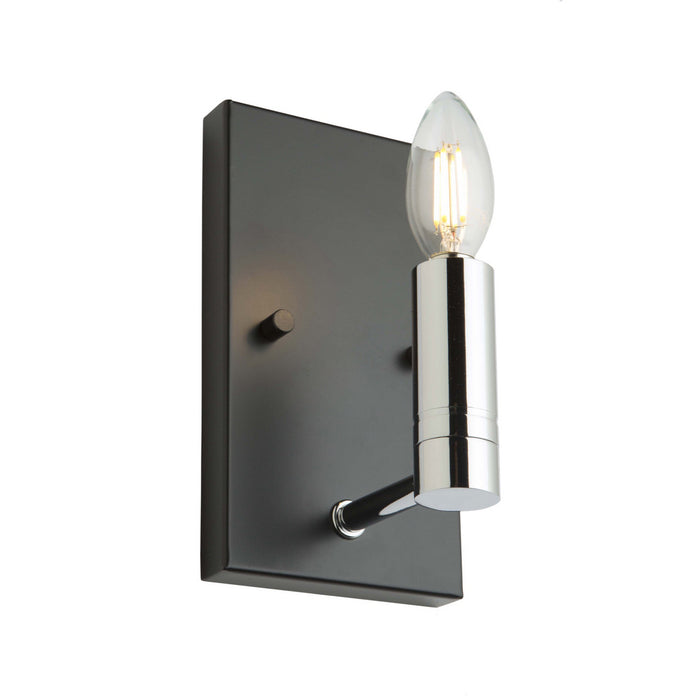 Artcraft AC11387 One Light Wall Sconce, Matte Black & Polished Nickel