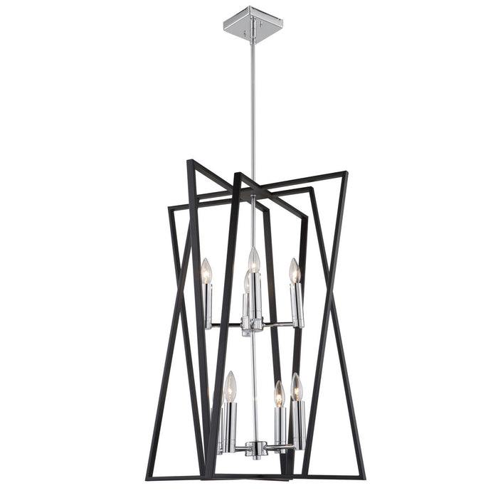 Artcraft AC11388 Eight Light Chandelier, Matte Black & Polished Chrome