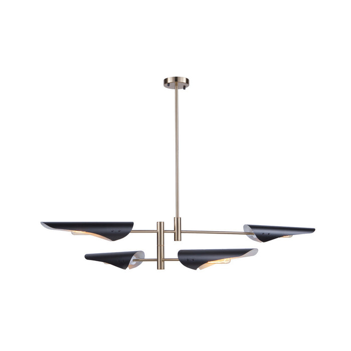 Artcraft AC11394 Four Light Chandelier, Harvest Brass & Black