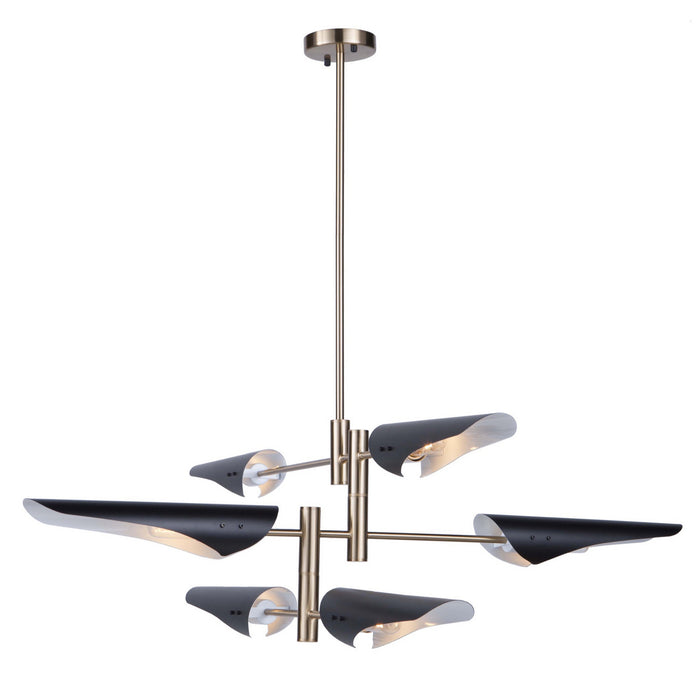 Artcraft AC11396 Six Light Chandelier, Harvest Brass & Black