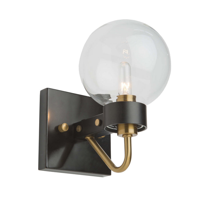 Artcraft AC11421CL One Light Wall Sconce, Matte Black & Harvest Brass