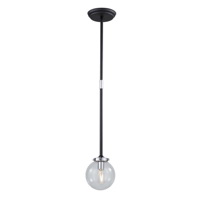 Artcraft AC11431CL One Light Pendant, Matte Black & Chrome