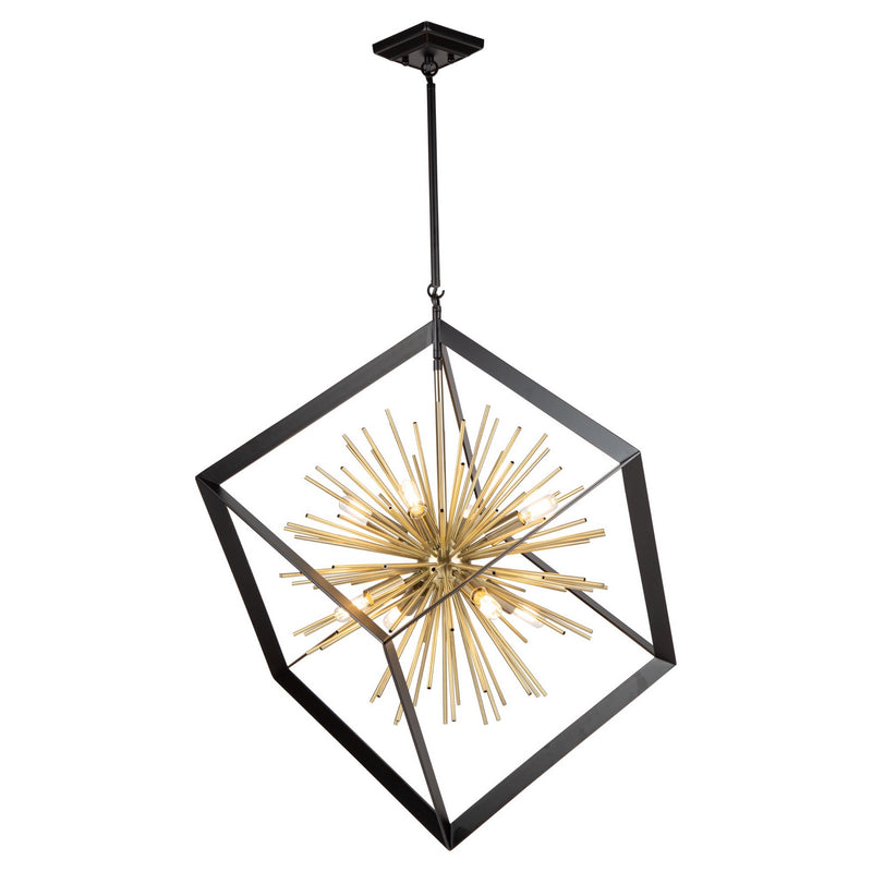 Artcraft AC11440 Eight Light Chandelier, Matte Black & Satin Brass