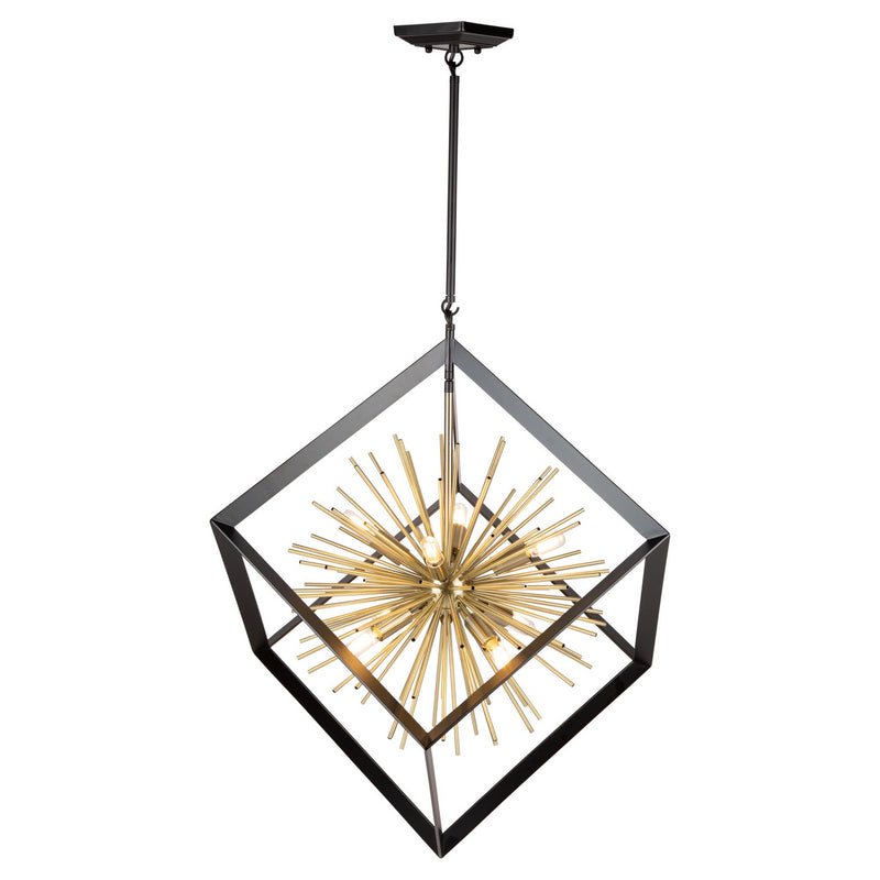 Artcraft AC11440 Eight Light Chandelier, Matte Black & Satin Brass