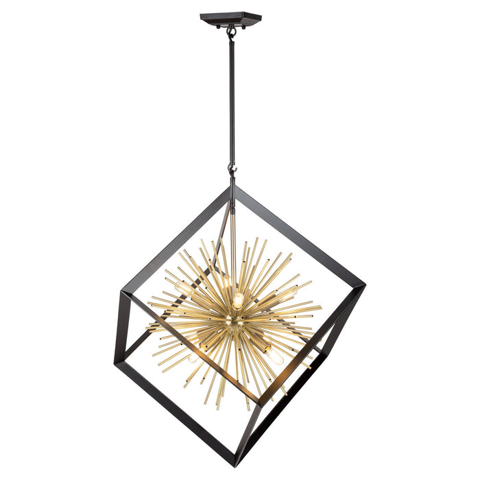 Artcraft AC11440 Eight Light Chandelier, Matte Black & Satin Brass