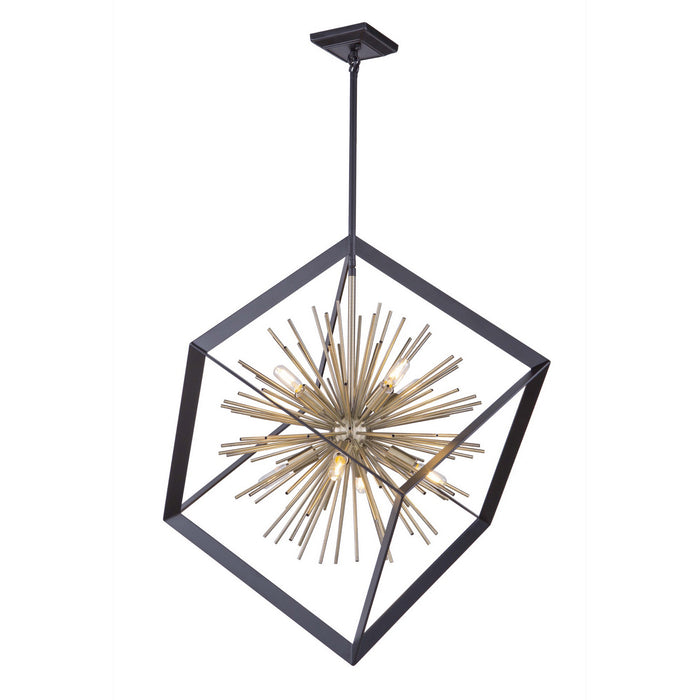Artcraft AC11440 Eight Light Chandelier, Matte Black & Satin Brass