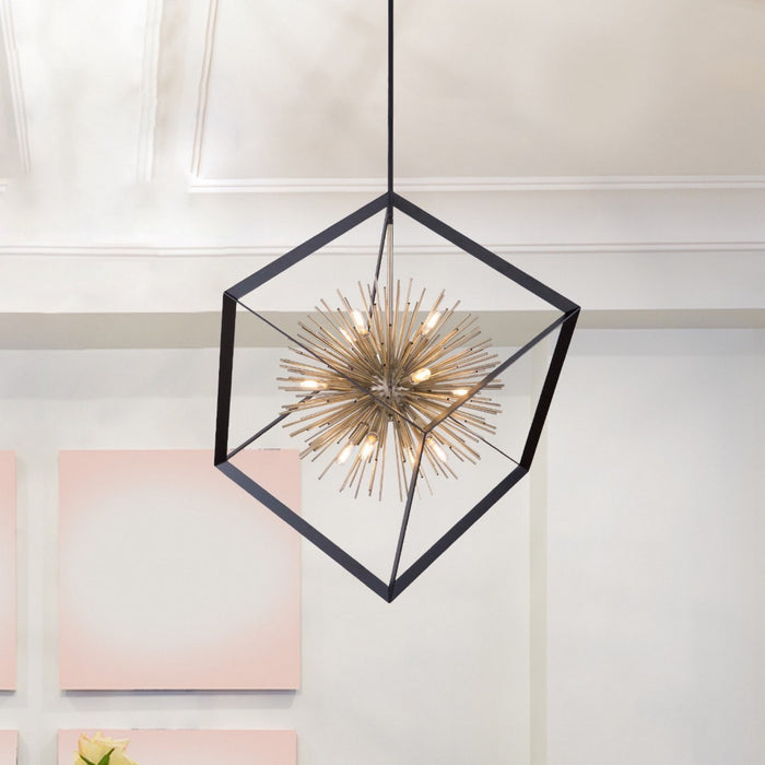 Artcraft AC11441 12 Light Chandelier, Matte Black & Satin Brass