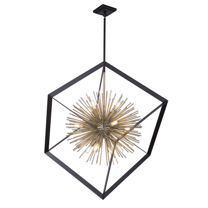 Artcraft AC11441 12 Light Chandelier, Matte Black & Satin Brass