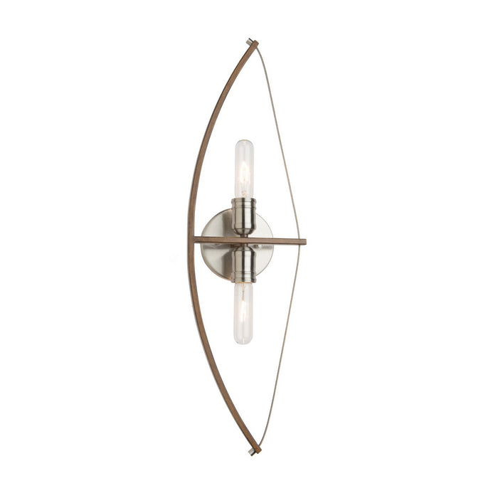 Artcraft AC11485 Two Light Wall Mount, Faux Wood & Brushed Nickel