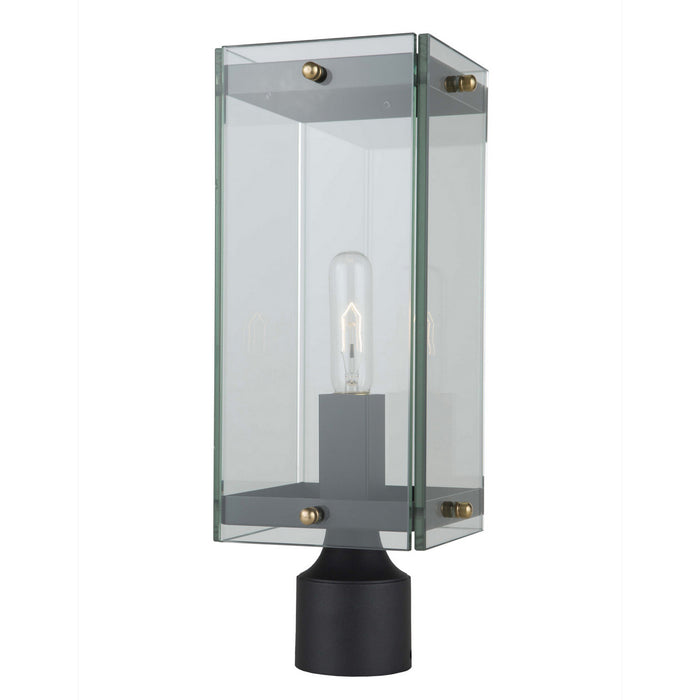 Artcraft AC8133BK One Light Outdoor Post Mount, Matte Black & Harvest Brass