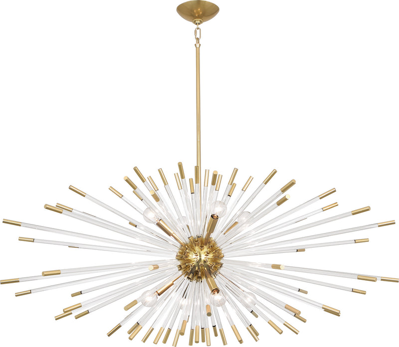 Robert Abbey 1200 Eight Light Chandelier, Modern Brass