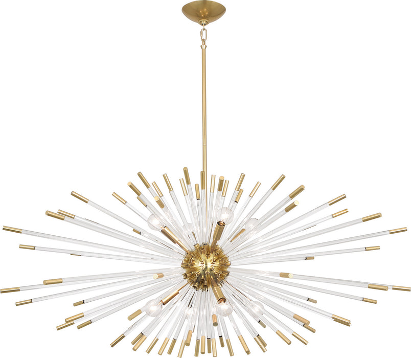 Robert Abbey 1200 Eight Light Chandelier, Modern Brass