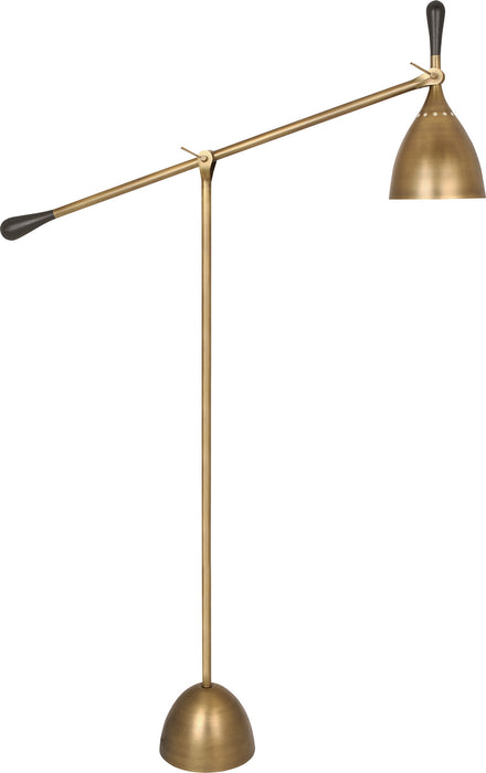 Robert Abbey 1341 One Light Floor Lamp, Warm Brass w/Dark Walnut