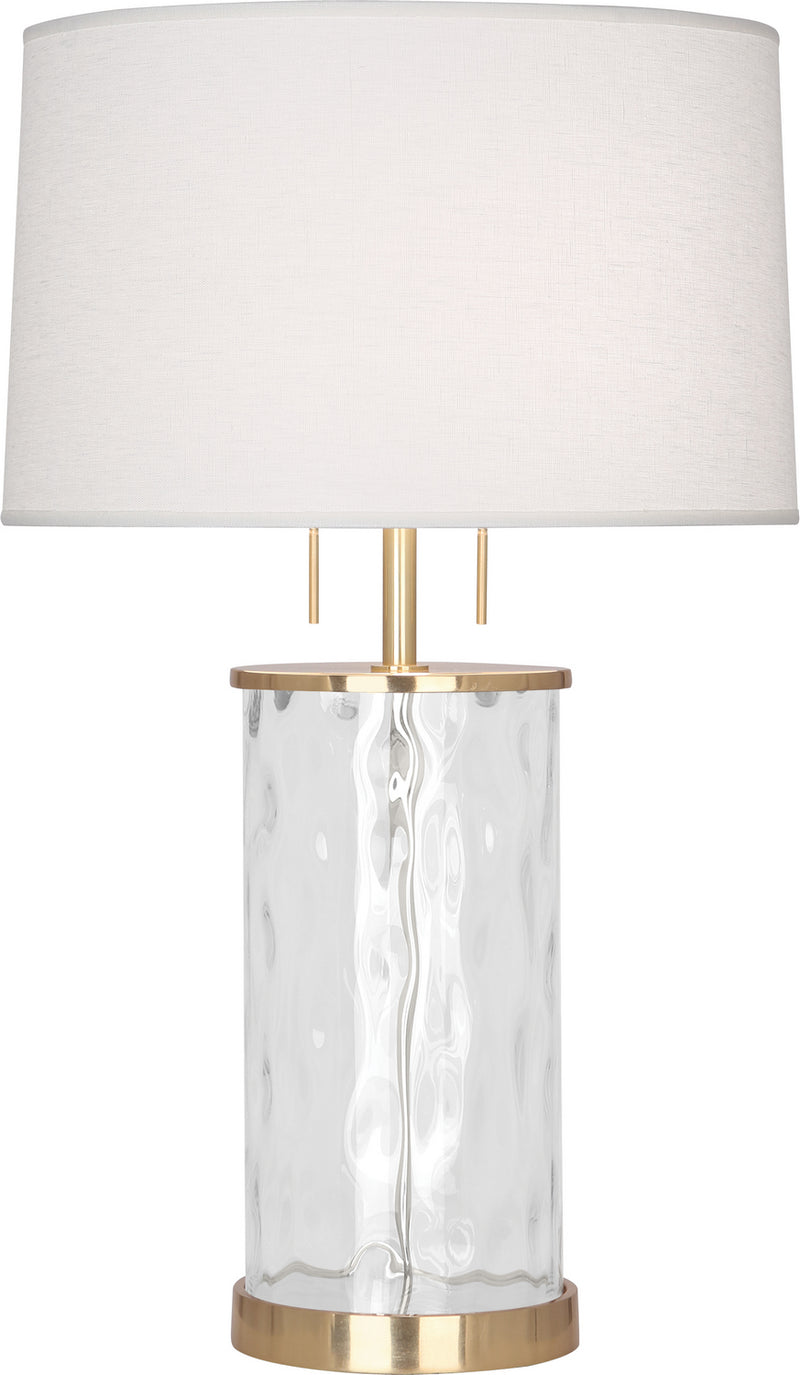Robert Abbey 1440 Two Light Table Lamp, Modern Brass Wavy Glass Body