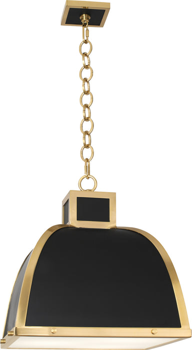 Robert Abbey 1444 Three Light Pendant, Matte Black Painted w/Modern Brass