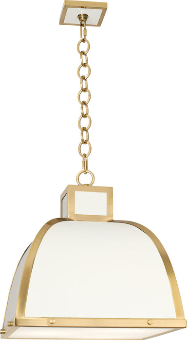 Robert Abbey 1445 Three Light Pendant, Glossy White Painted w/Modern Brass