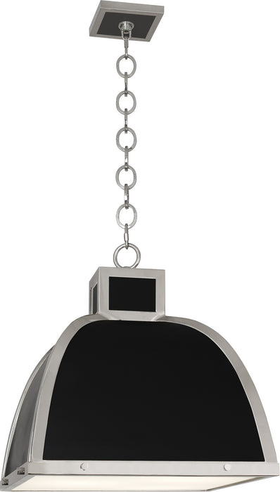 Robert Abbey 1446 Three Light Pendant, Matte Black Painted w/Polished Nickel