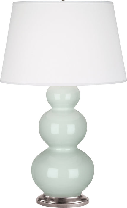 Robert Abbey 371X One Light Table Lamp, Celadon Glazed Ceramic w/Antique Silvered