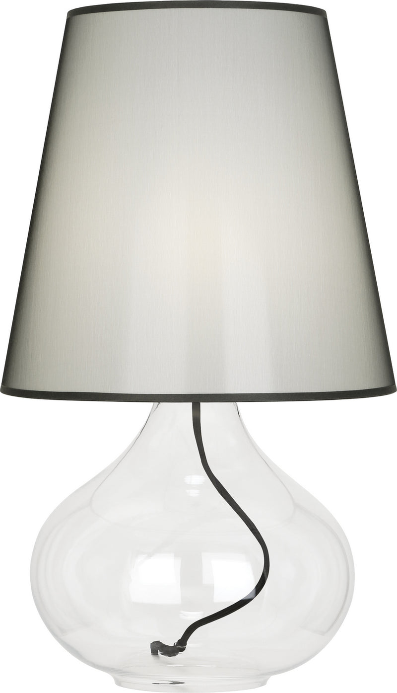 Robert Abbey 458B One Light Table Lamp, Clear Glass Body w/Black Fabric Wrapped Cord