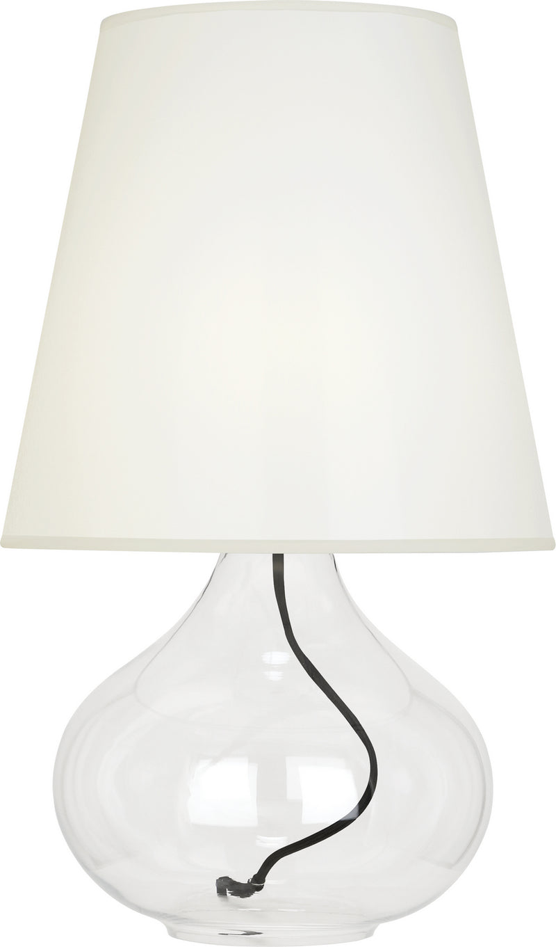 Robert Abbey 458W One Light Table Lamp, Clear Glass Body w/Black Fabric Wrapped Cord