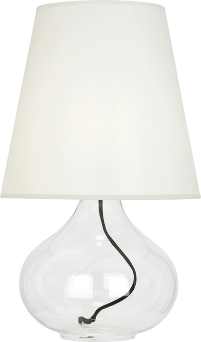 Robert Abbey 458W One Light Table Lamp, Clear Glass Body w/Black Fabric Wrapped Cord
