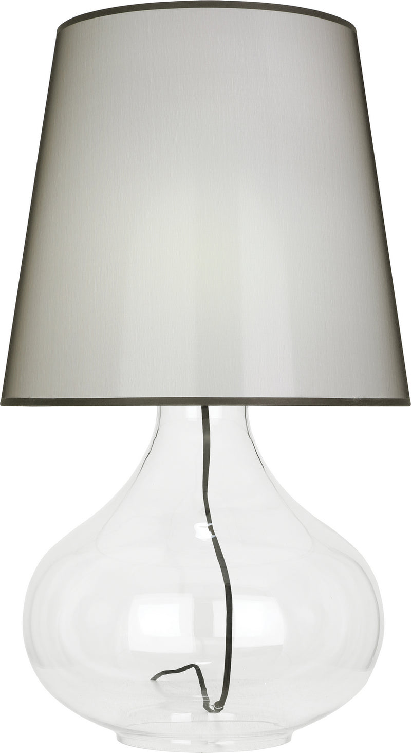 Robert Abbey 459B One Light Table Lamp, Clear Glass Body w/Black Fabric Wrapped Cord