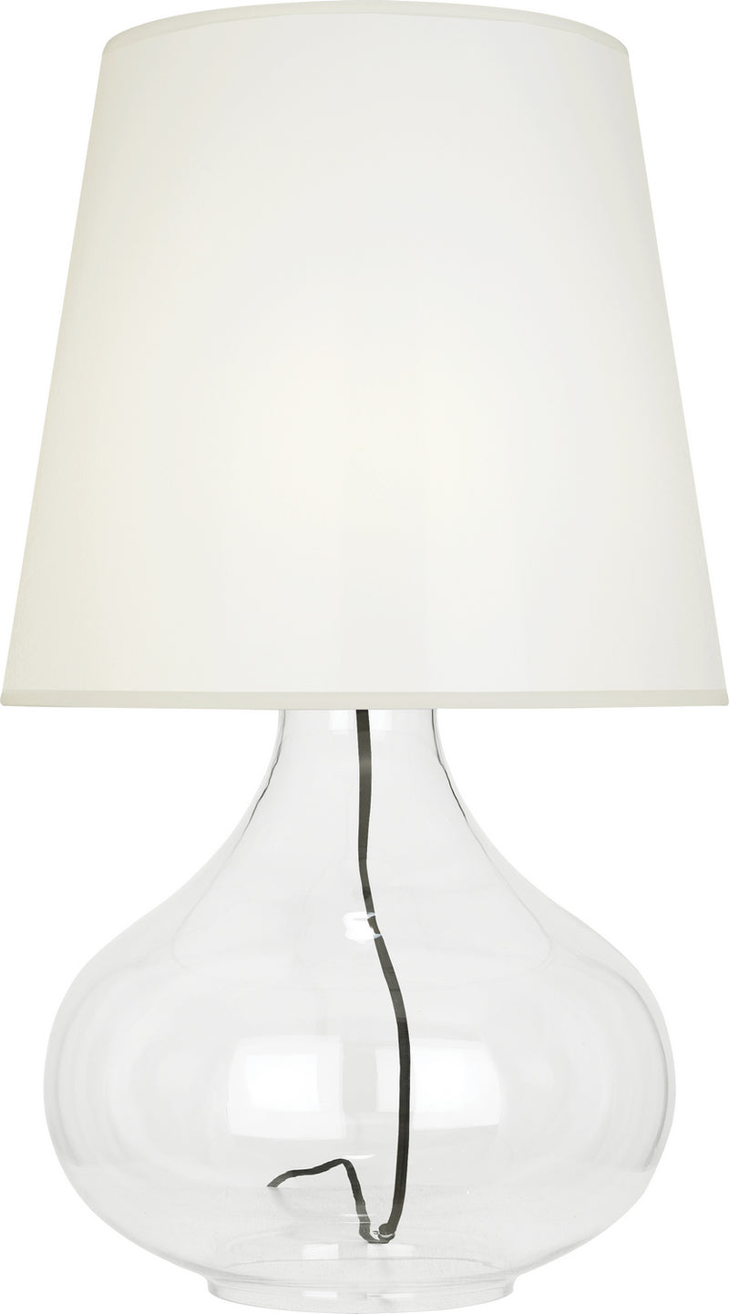 Robert Abbey 459W One Light Table Lamp, Clear Glass Body w/Black Fabric Wrapped Cord