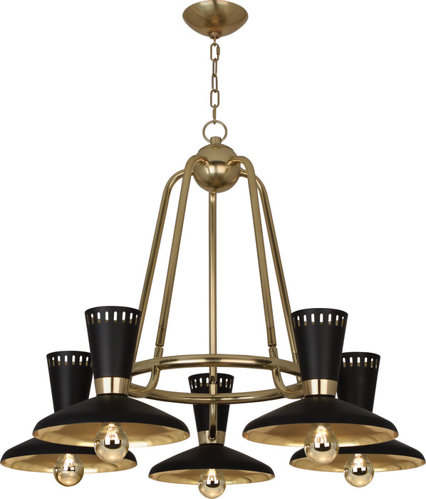 Robert Abbey 568 Five Light Chandelier, Modern Brass