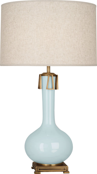 Robert Abbey BB992 One Light Table Lamp, Baby Blue Glazed Ceramic w/Aged Brass