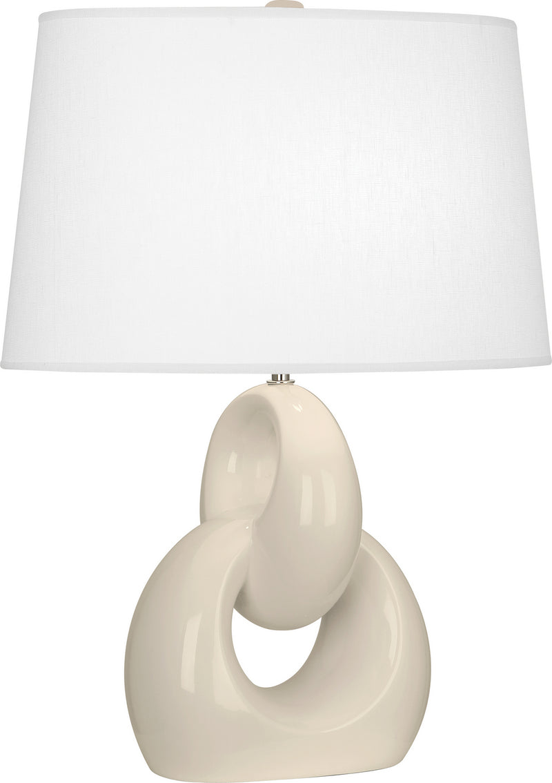 Robert Abbey BN981 One Light Table Lamp, Bone Glazed Ceramic w/Polished Nickel