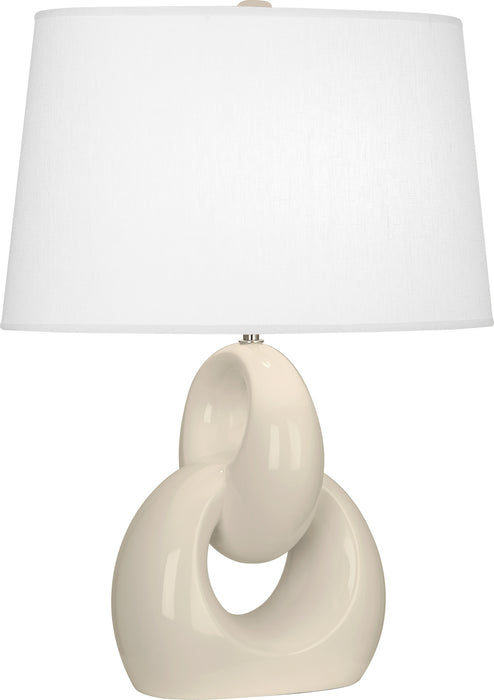 Robert Abbey BN981 One Light Table Lamp, Bone Glazed Ceramic w/Polished Nickel
