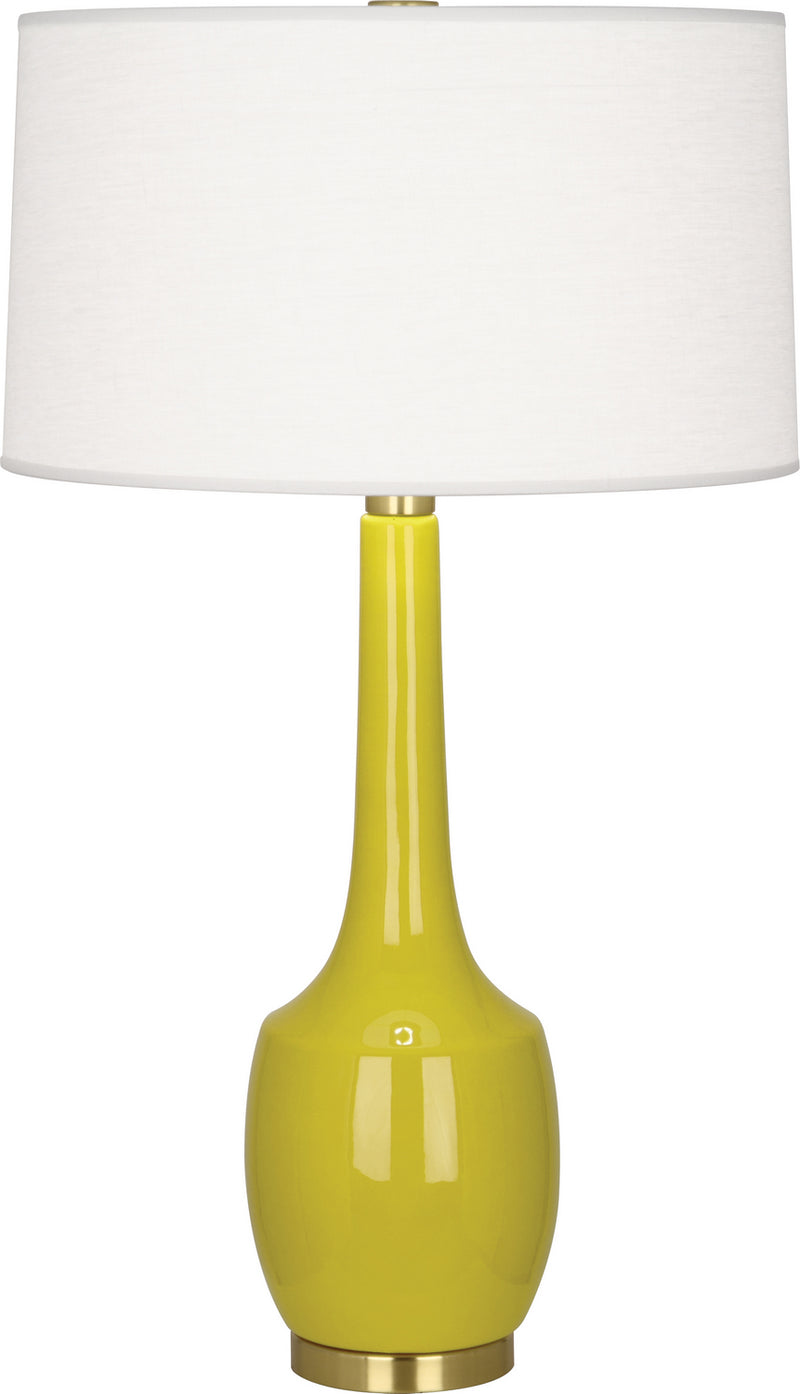 Robert Abbey CI701 One Light Table Lamp, Citron Glazed Ceramic w/Antique Brass