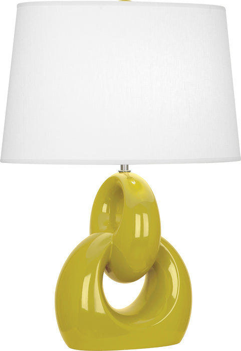 Robert Abbey CI981 One Light Table Lamp, Citron Glazed Ceramic w/Polished Nickel