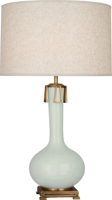 Robert Abbey CL992 One Light Table Lamp, Celadon Glazed Ceramic w/Aged Brass
