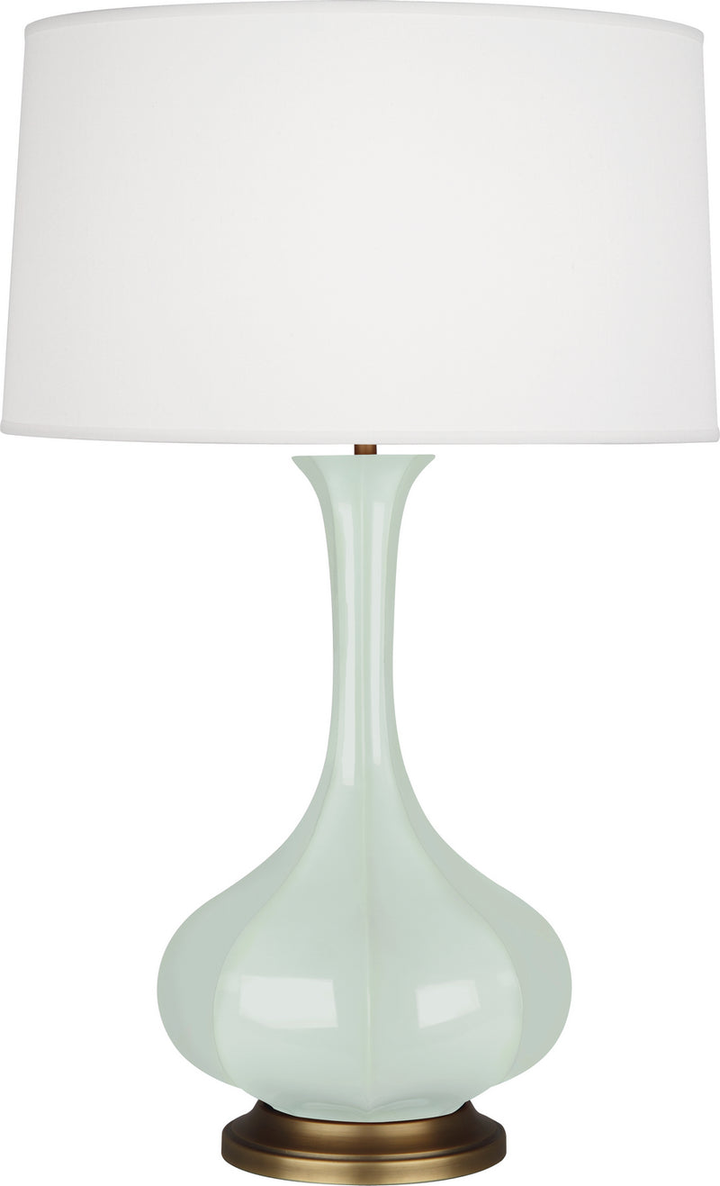 Robert Abbey CL994 One Light Table Lamp, Celadon Glazed Ceramic w/Aged Brass