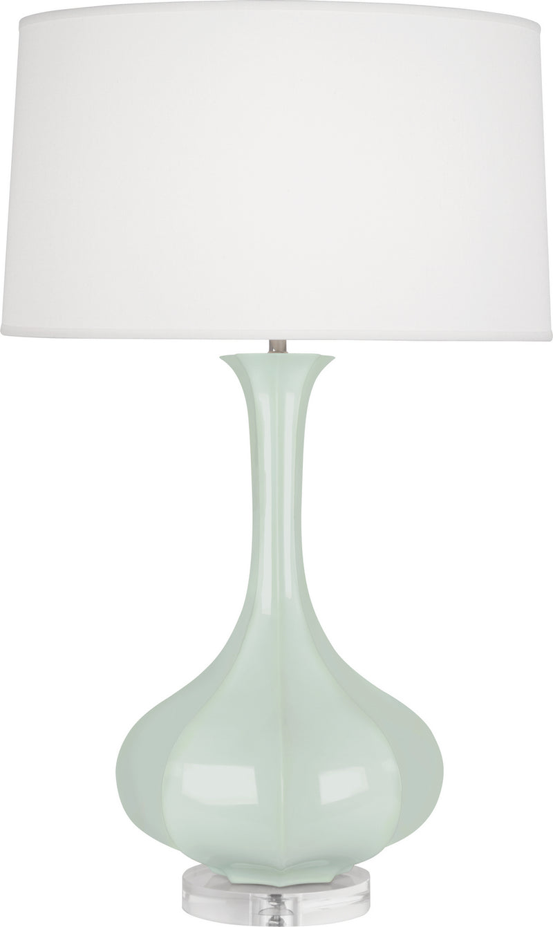 Robert Abbey CL996 One Light Table Lamp, Celadon Glazed Ceramic w/Lucite