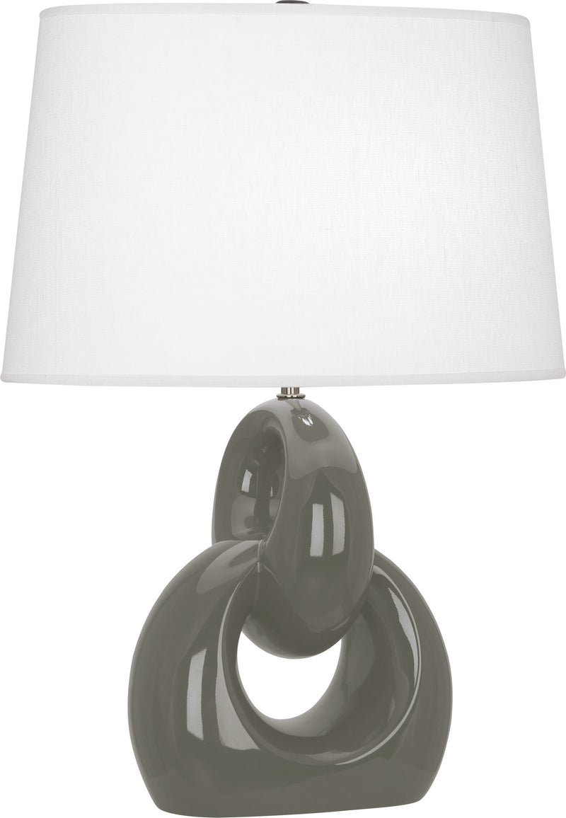 Robert Abbey CR981 One Light Table Lamp, Ash Glazed Ceramic w/Polished Nickel
