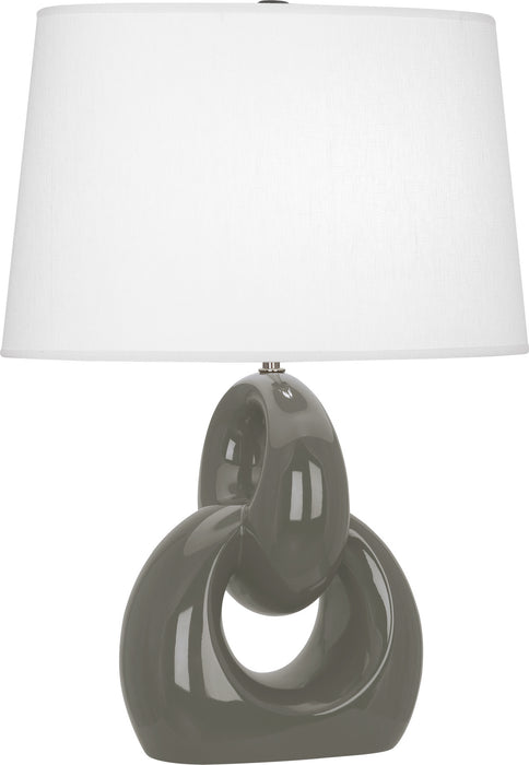 Robert Abbey CR981 One Light Table Lamp, Ash Glazed Ceramic w/Polished Nickel