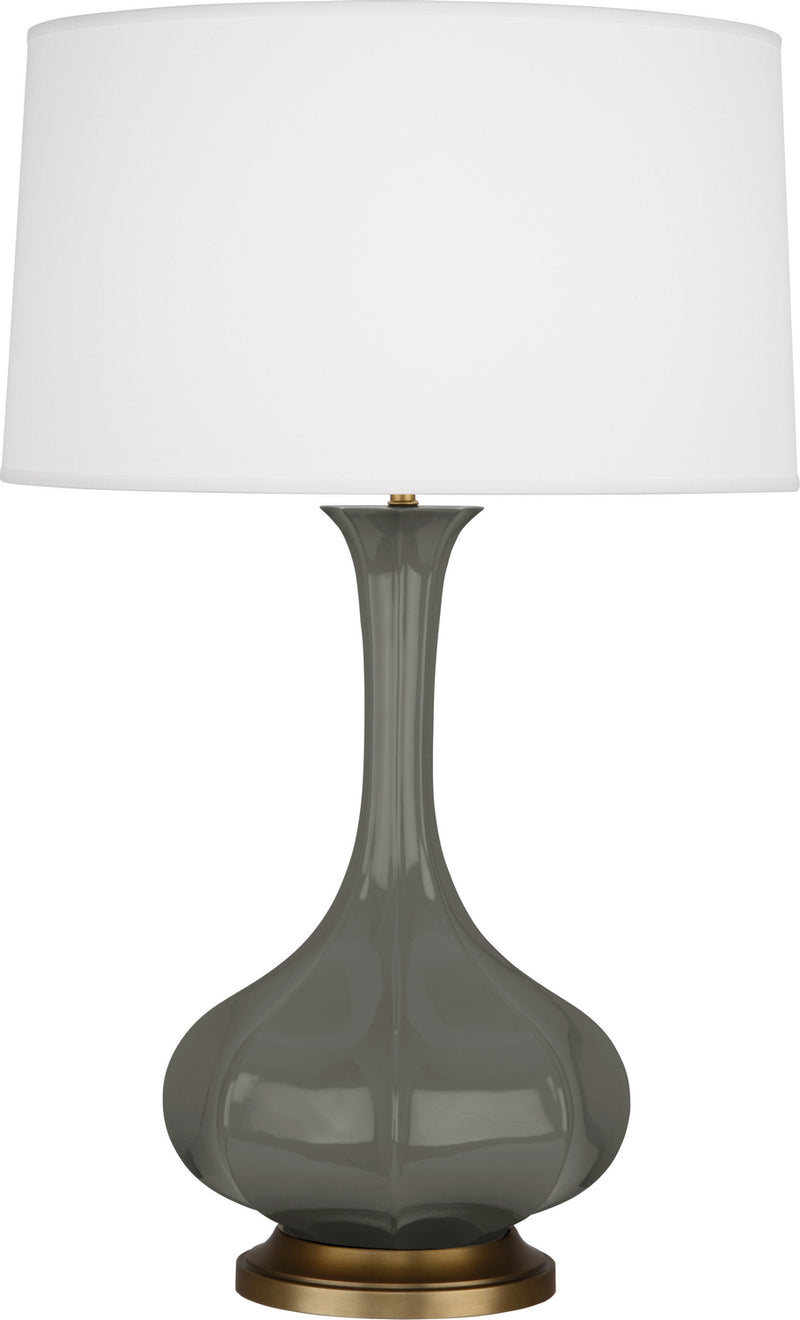 Robert Abbey CR994 One Light Table Lamp, Ash Glazed Ceramic w/Aged Brass