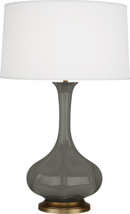 Robert Abbey CR994 One Light Table Lamp, Ash Glazed Ceramic w/Aged Brass