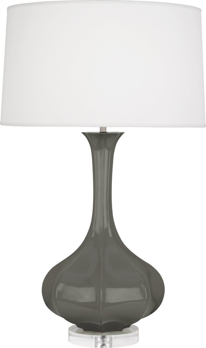 Robert Abbey CR996 One Light Table Lamp, Ash Glazed Ceramic w/Lucite