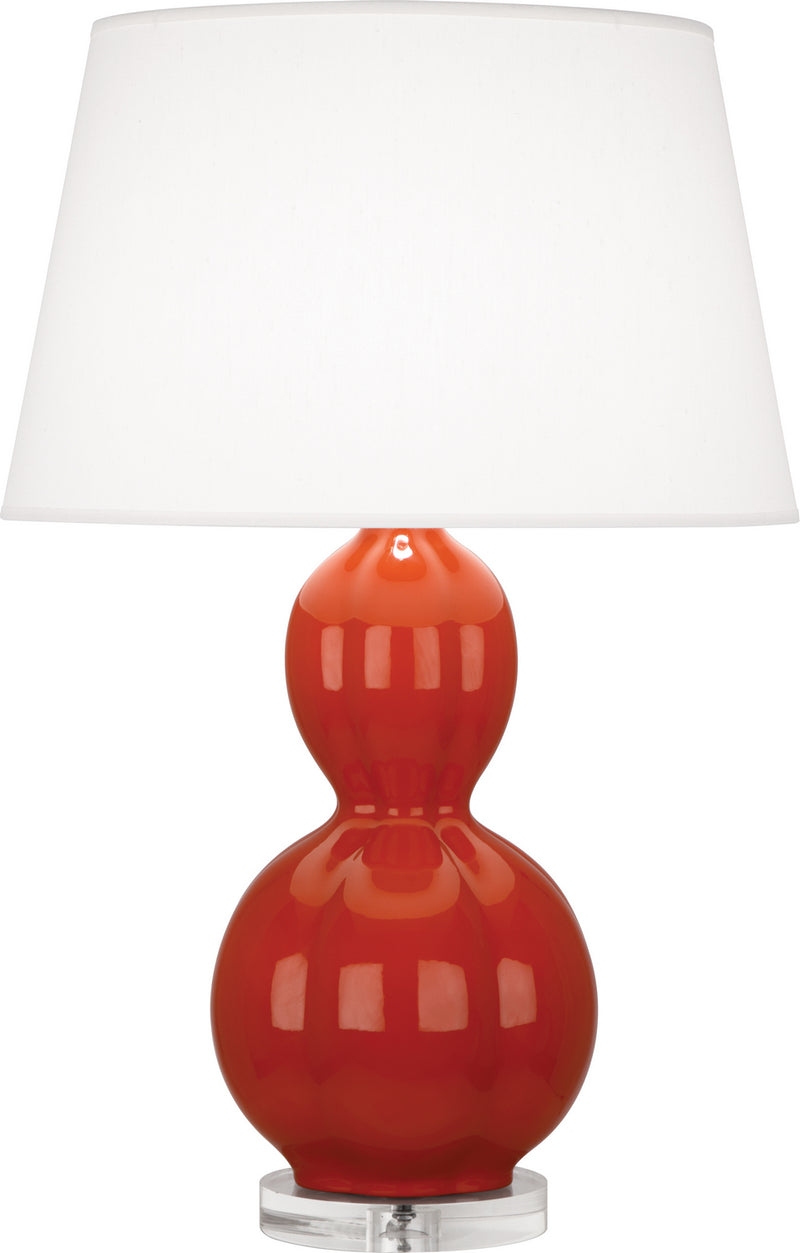 Robert Abbey DB997 One Light Table Lamp, Rusty Red Orange Glazed Ceramic w/Lucite