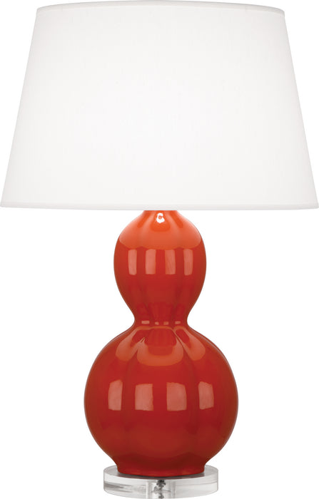 Robert Abbey DB997 One Light Table Lamp, Rusty Red Orange Glazed Ceramic w/Lucite
