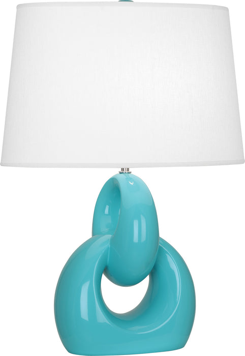 Robert Abbey EB981 One Light Table Lamp, Egg Blue Glazed Ceramic w/Polished Nickel